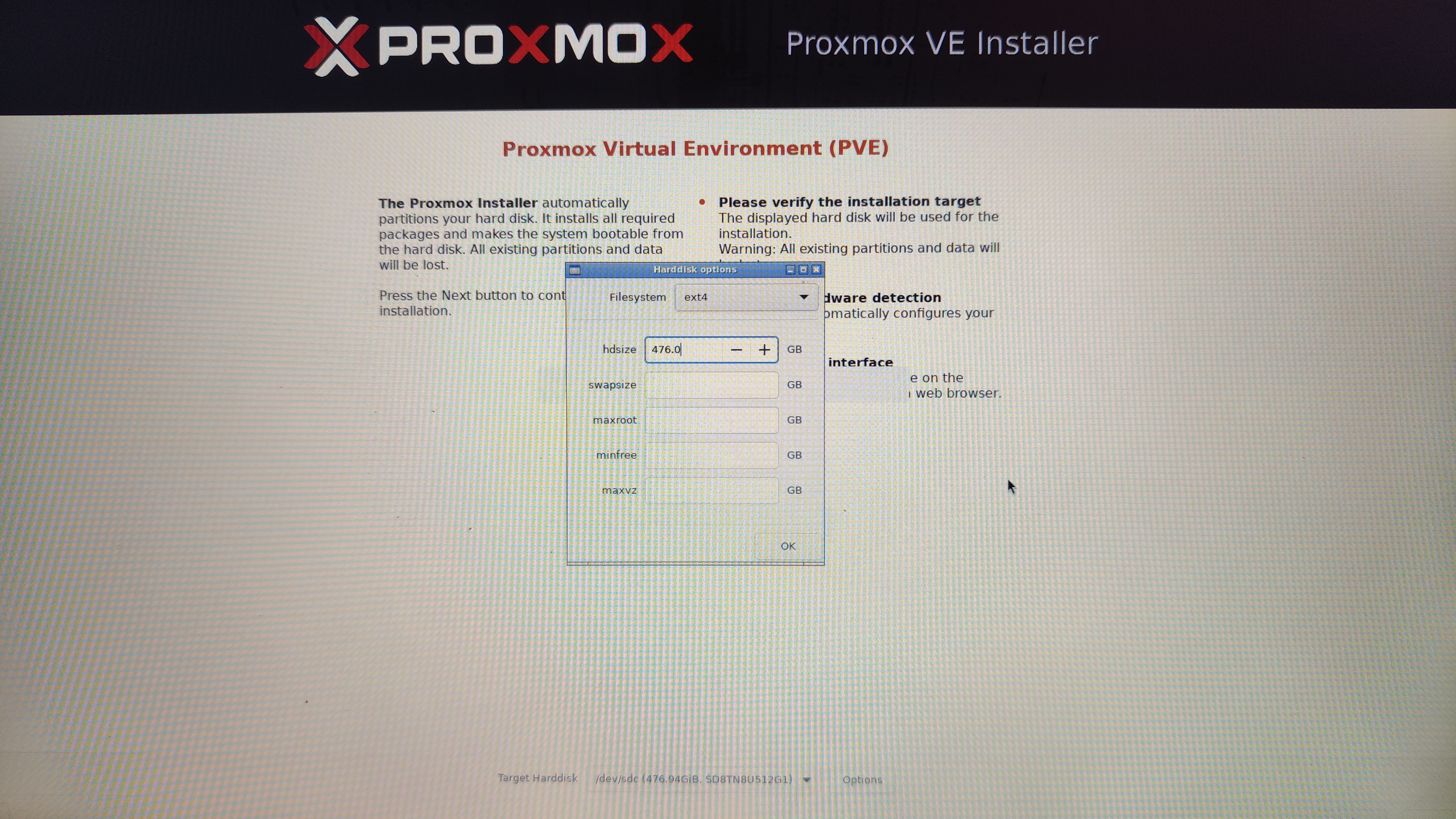 Selección de Disco en Proxmox