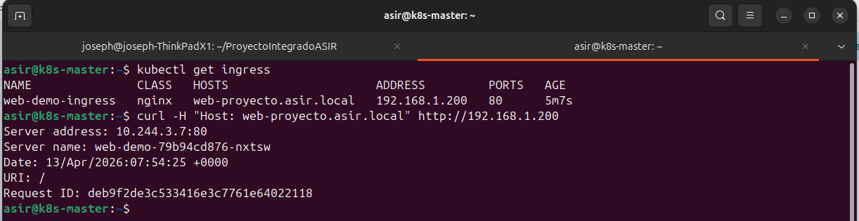 Validación de Ingress y Prueba Curl