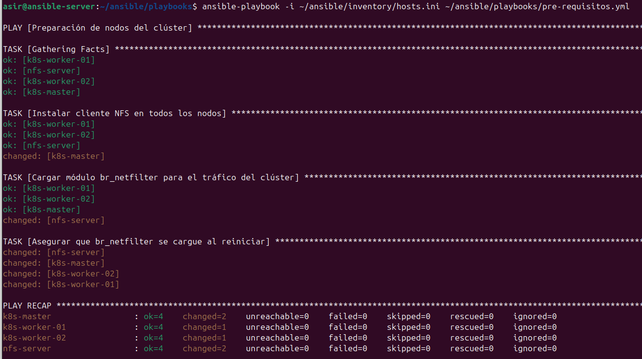 Ejecución del Playbook de pre-requisitos