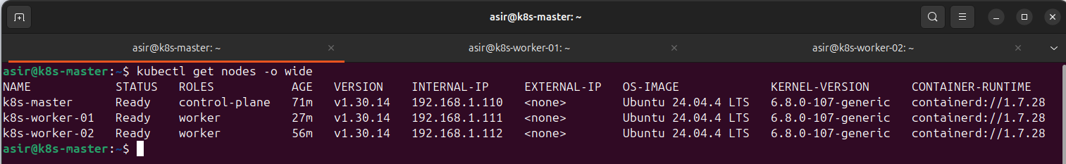 Estado del Master tras la inicialización